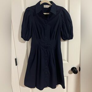 Eliza J Navy Puff Sleeve Dress